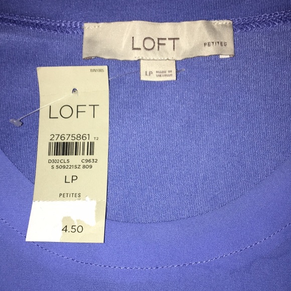 NWT - LOFT Blue Mixed Media Top, Size LP - Picture 5 of 10